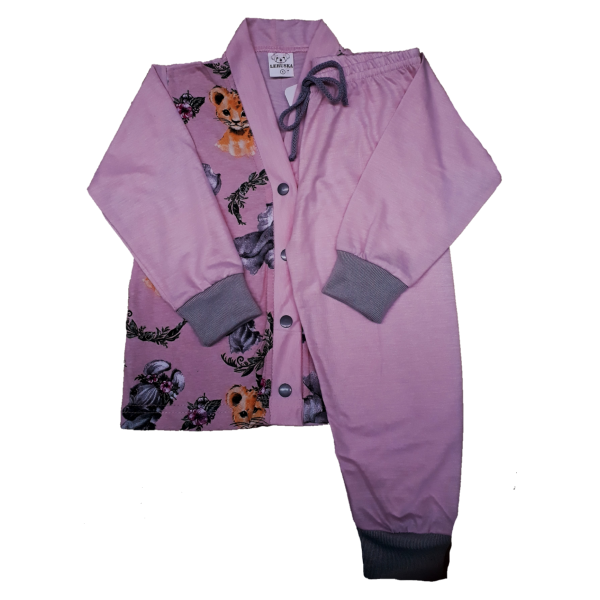 0336 Pijama Rosa Elefante com Calça Rosa 1